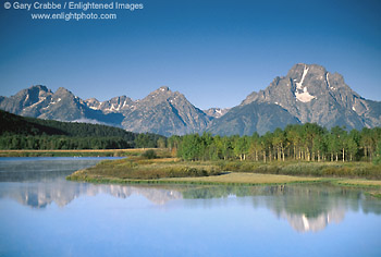 Mount Moran and the Teton Range, over the Snake River from Oxbow Bend, Grand Teton National Park, Wyoming