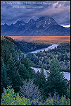 Stormy sunrise over the Grand Tetons from the Snake River Overlook, Grand Teton National Park, WYOMING