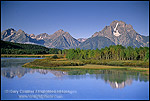 Picture: Mount Moran reflected in Clear blue sky and waterof the Snake River at Oxbow Bend, Grand Teton National Park, Wyomingt