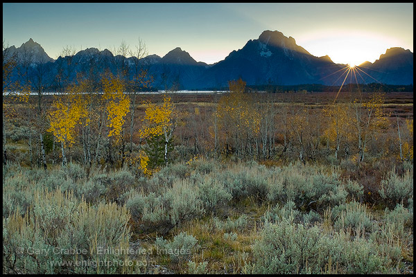 Photo: Sunset light over the Teton Range mountain and Willow Flats, near Jackson Lake, Grand Teton National Park, Wyoming