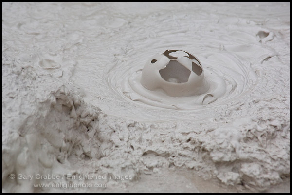 Photo: Mud bubble bursting in one of the Artists Paintpots, Yellowstone National Park, Wyoming